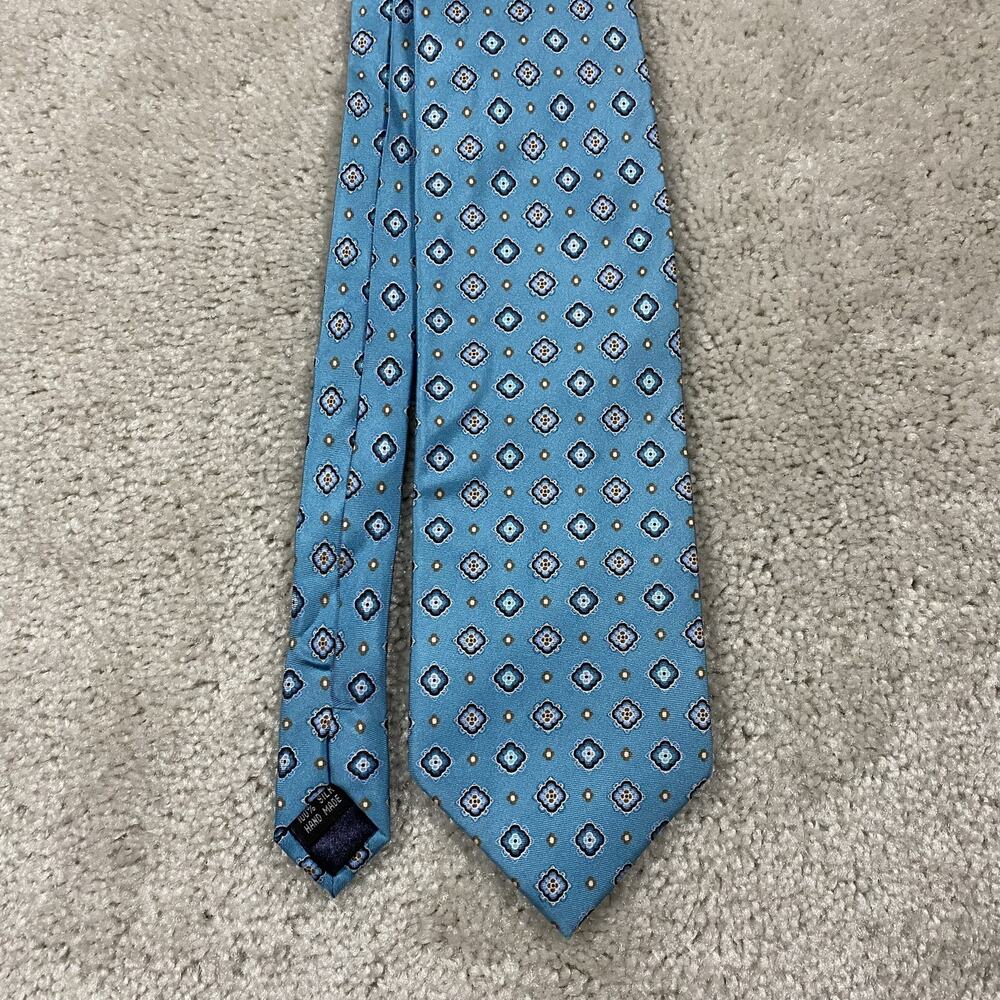 Y2K Vera Bradley‎ for Baekgaard Tie Mens Blue Silk Handmade Geometric Menswear
